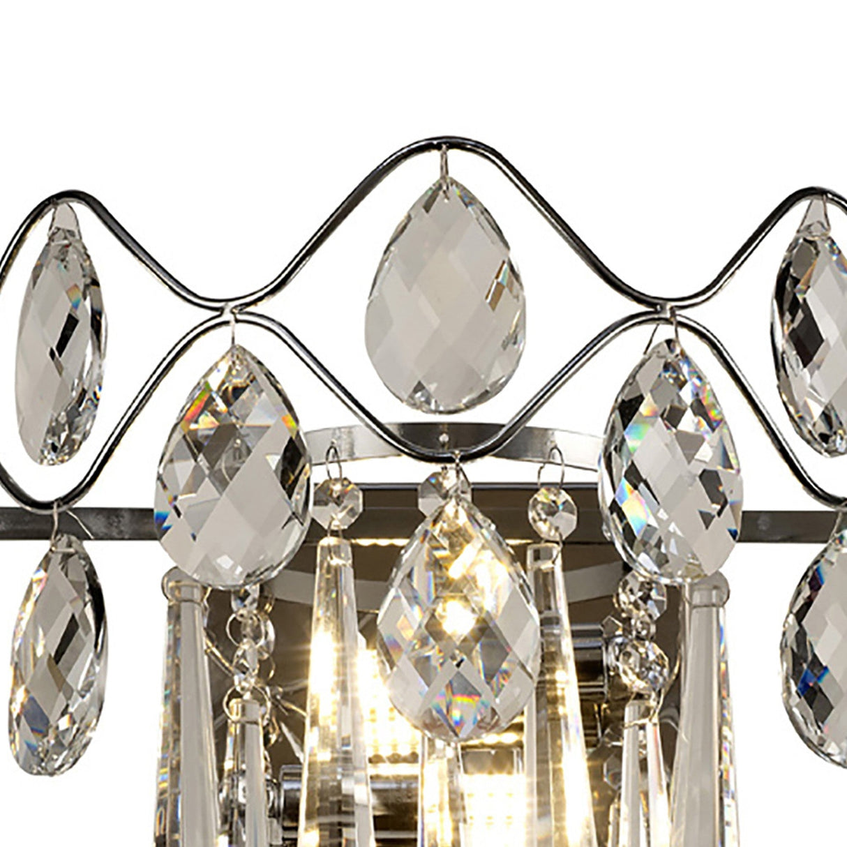 Kenzie 2 Light Crystal Wall Light With Switch - Chrome