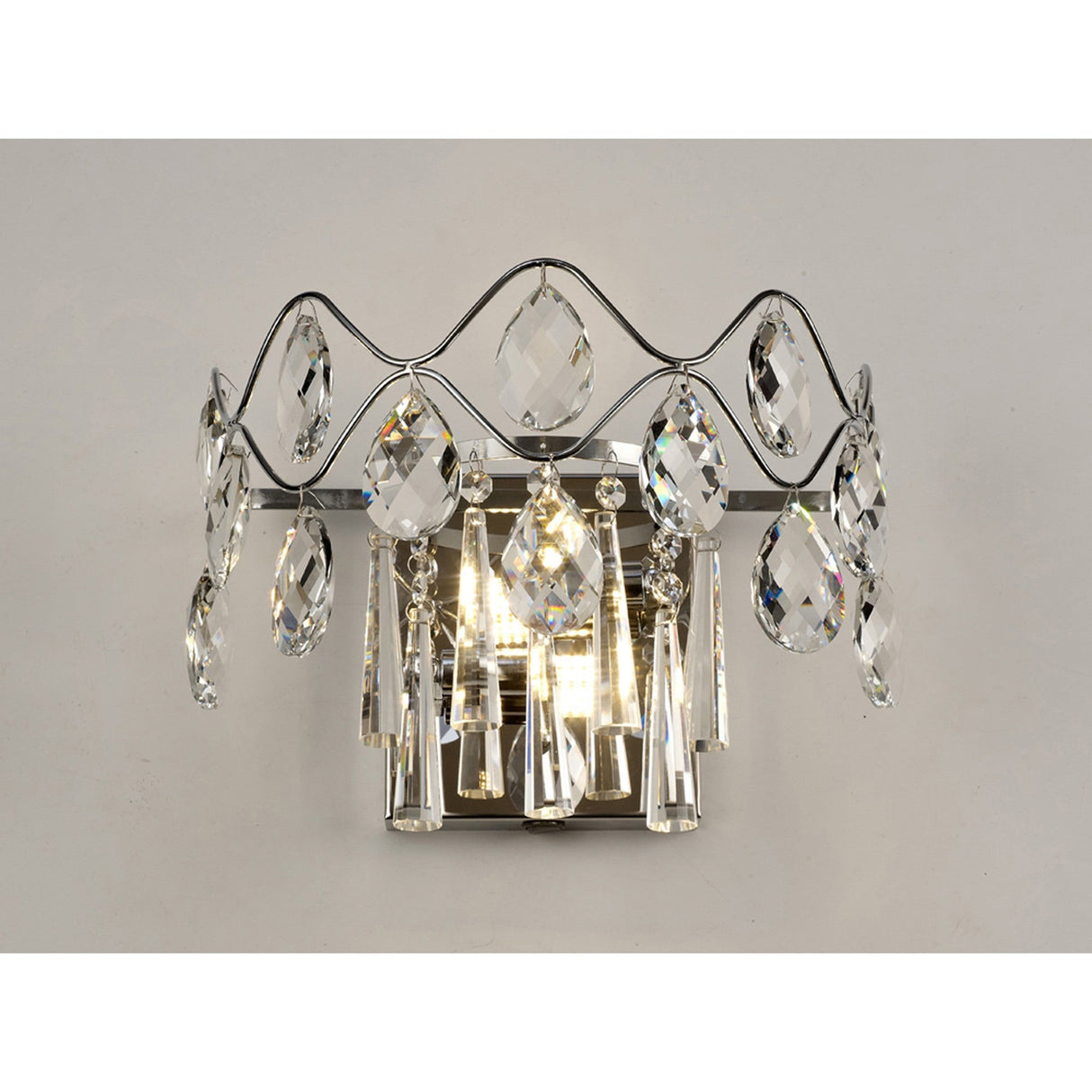 Kenzie 2 Light Crystal Wall Light With Switch - Chrome