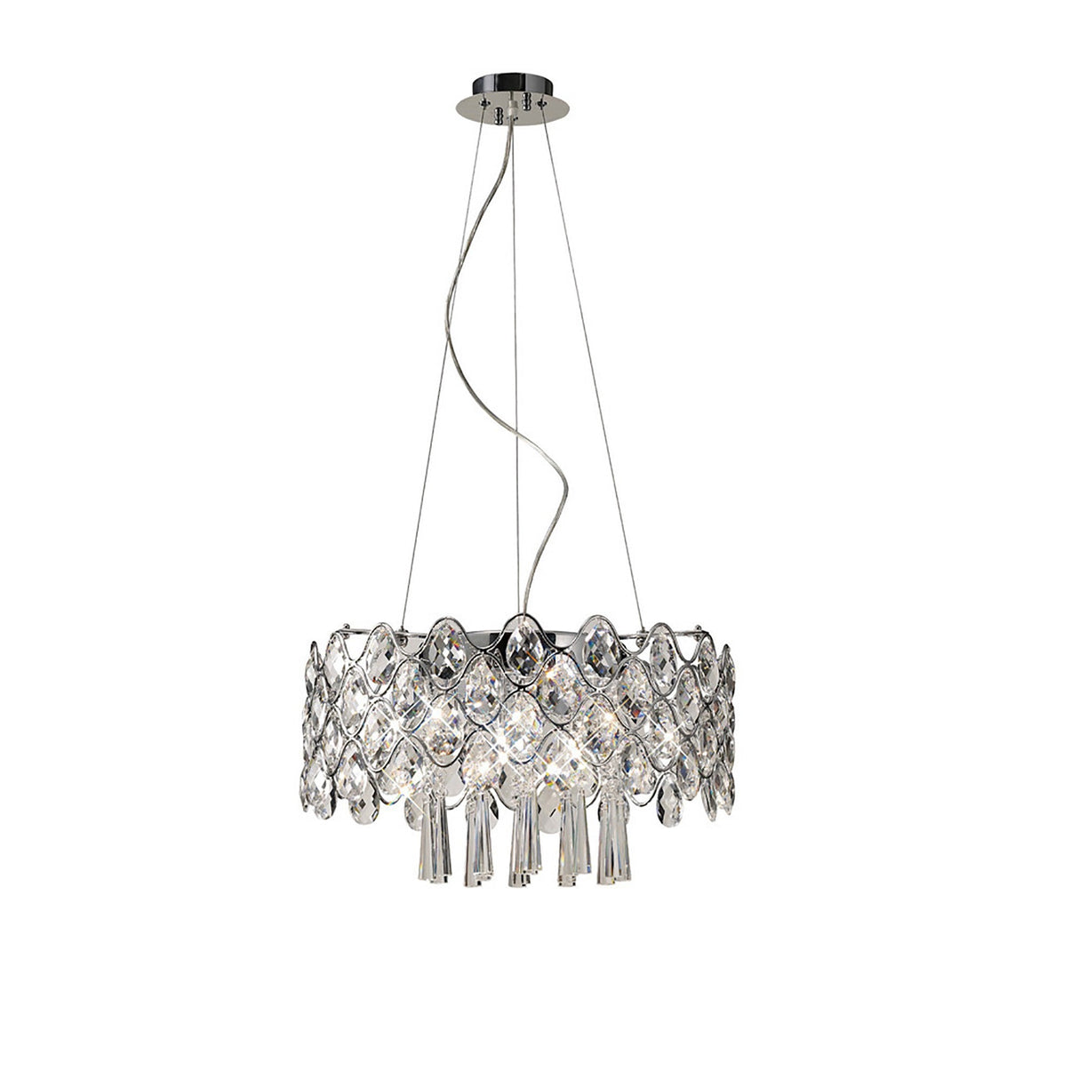 Kenzie 49cm 10 Light Crystal Suspension Light - Polished Chrome
