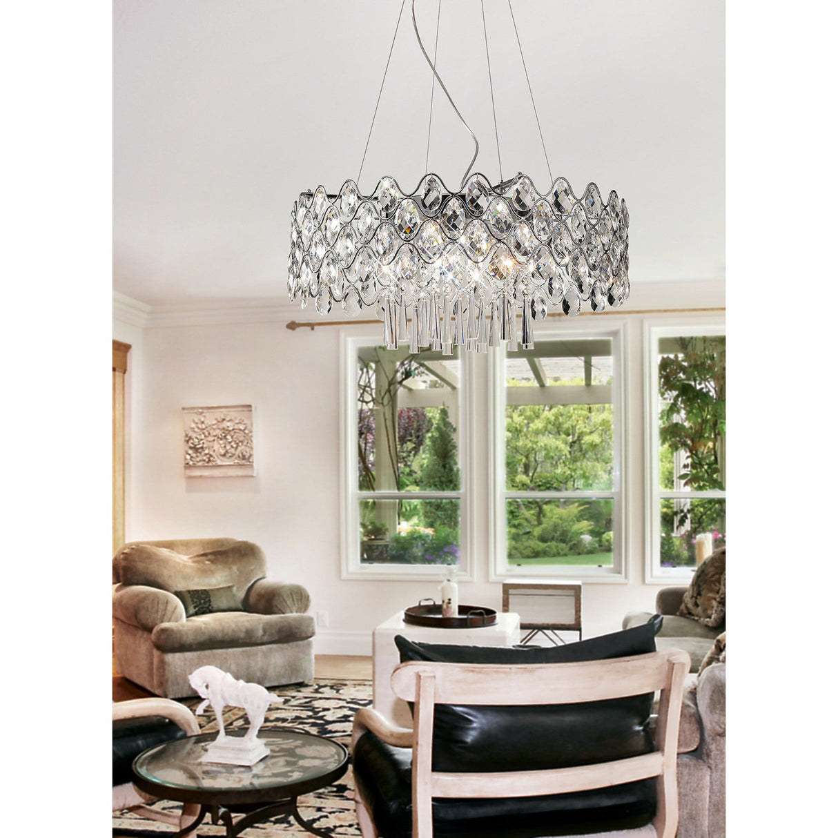 Kenzie 66cm G4 16 Light Crystal Suspension Light - Polished Chrome