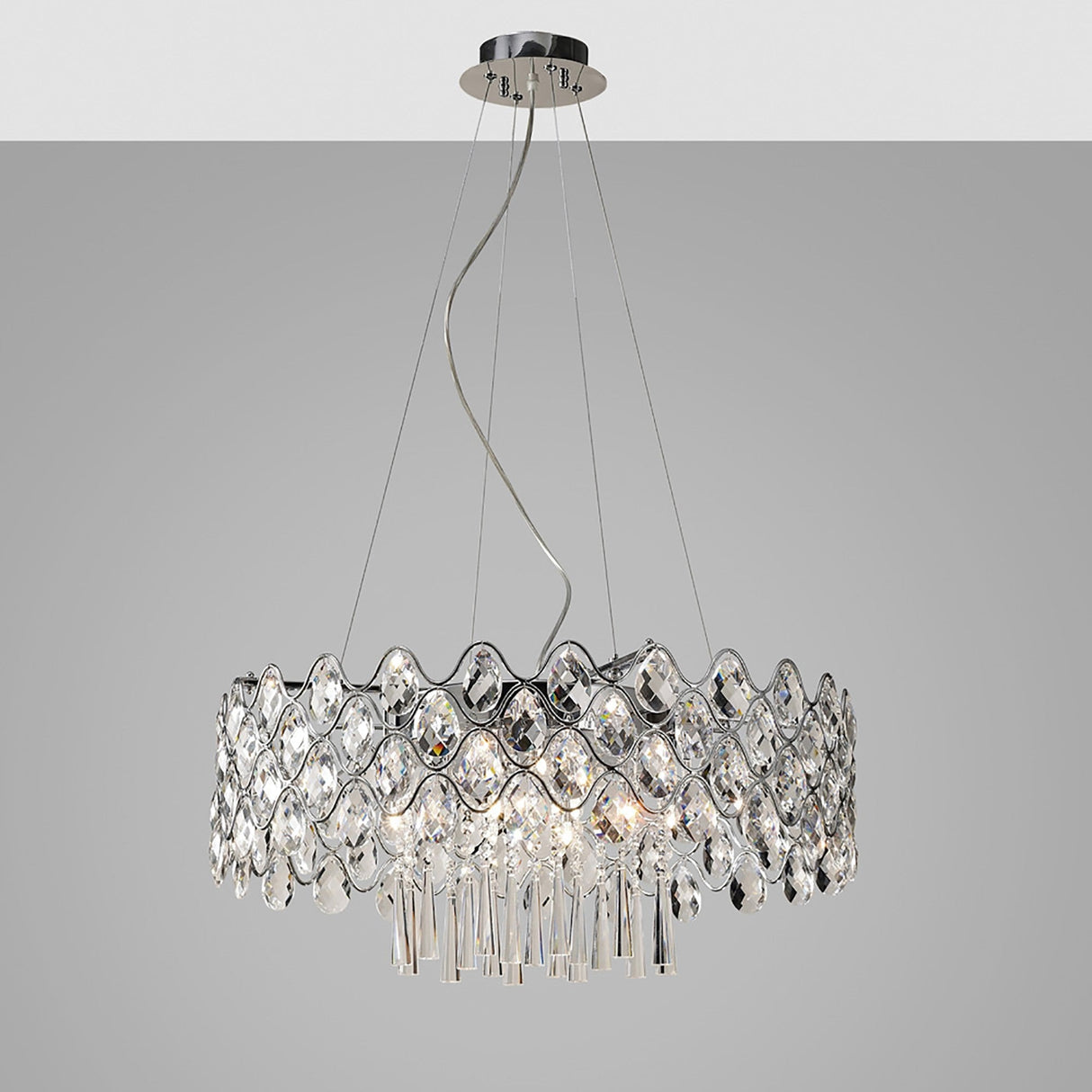 Kenzie 66cm G4 16 Light Crystal Suspension Light - Polished Chrome