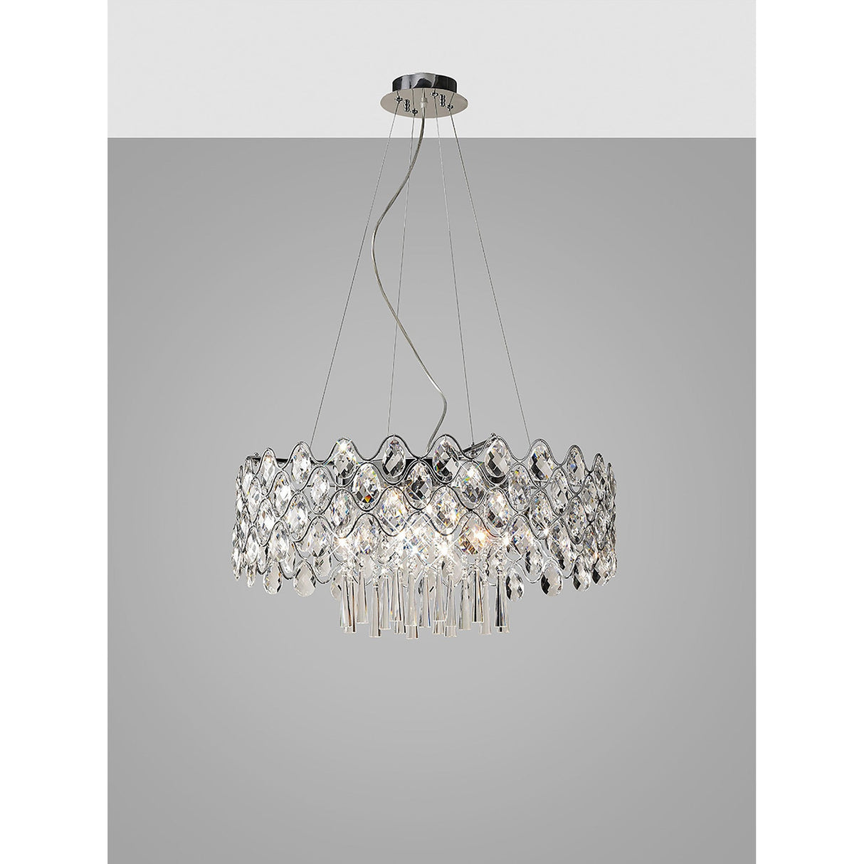 Kenzie 66cm G4 16 Light Crystal Suspension Light - Polished Chrome