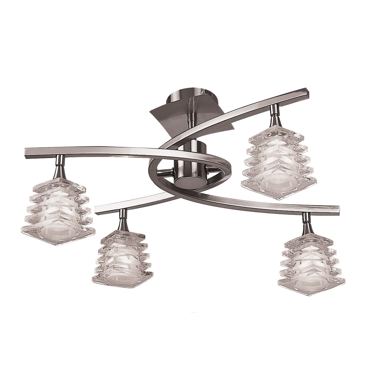 Keops 49cm Telescopic 4 Light Chandelier/Semi-Flush Ceiling Light - Nickel
