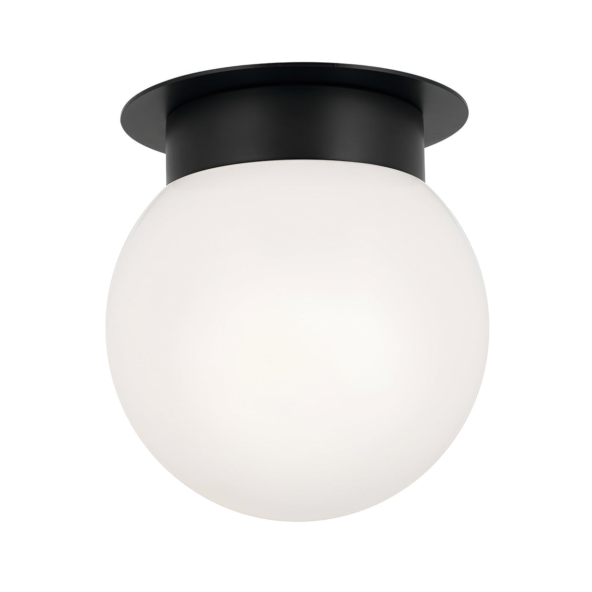 Albers 1 Light Opal Glass Globe Flush Ceiling Light - Black