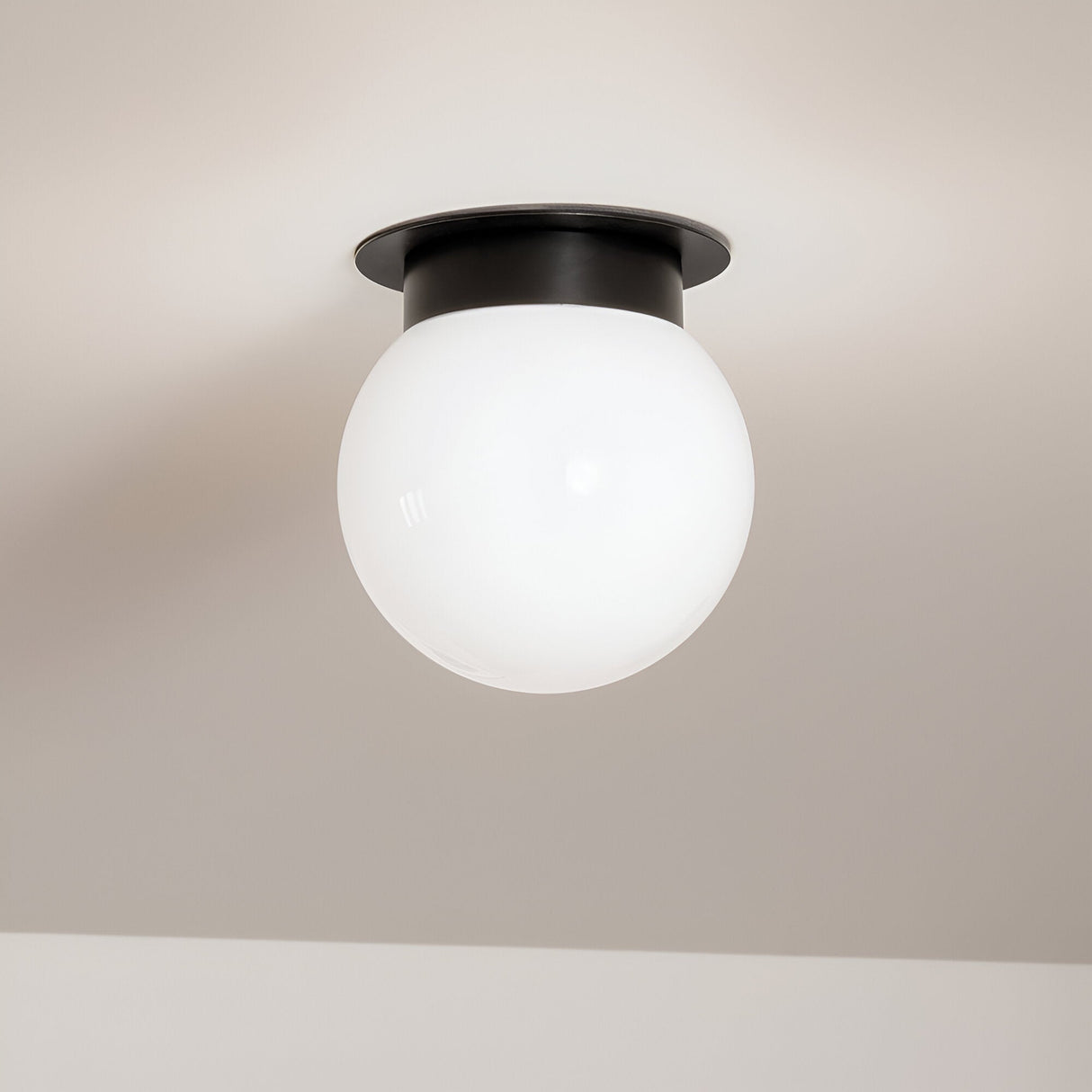 Albers 1 Light Opal Glass Globe Flush Ceiling Light - Black