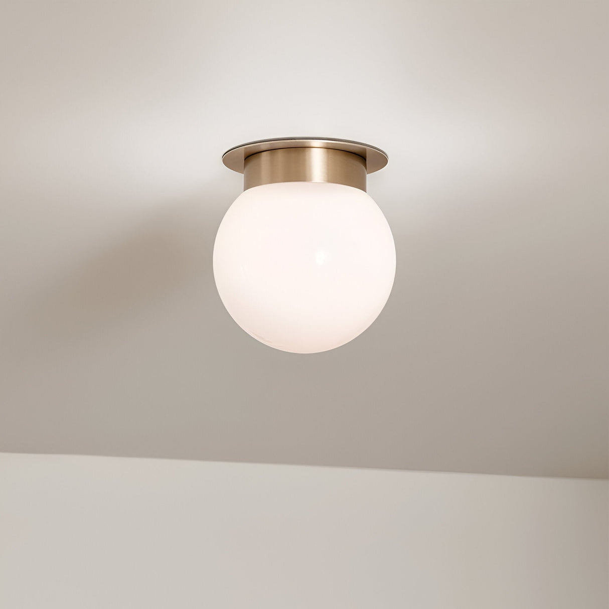 Albers 1 Light Opal Glass Globe Flush Ceiling Light - Champagne