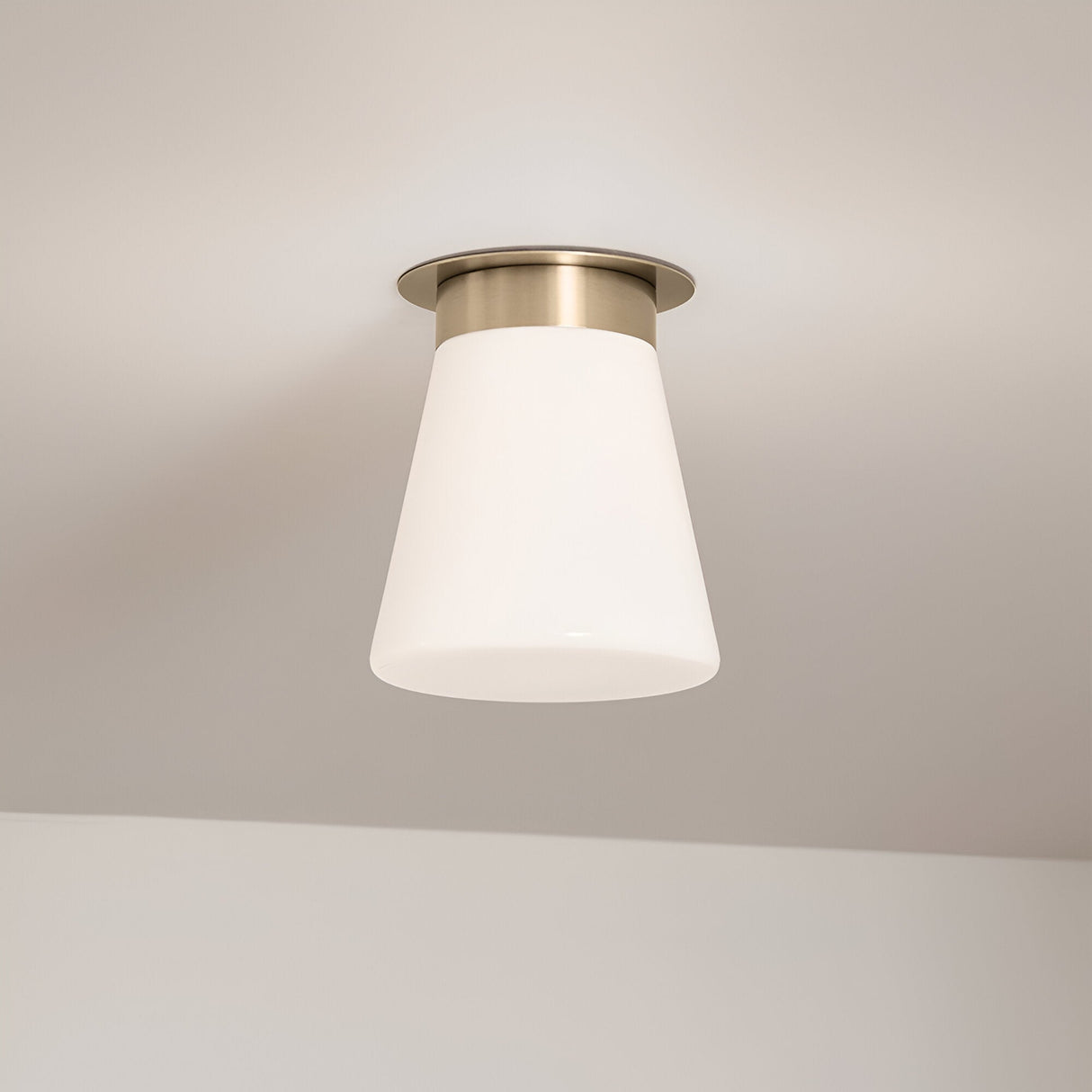 Albers 1 Light Opal Glass Flush Ceiling Light - Champagne