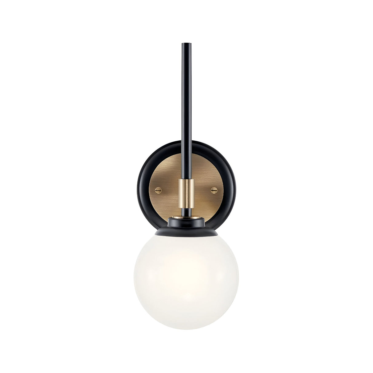 Benno 1 Light Bathroom Opal Glass Wall Light - Black/Champagne