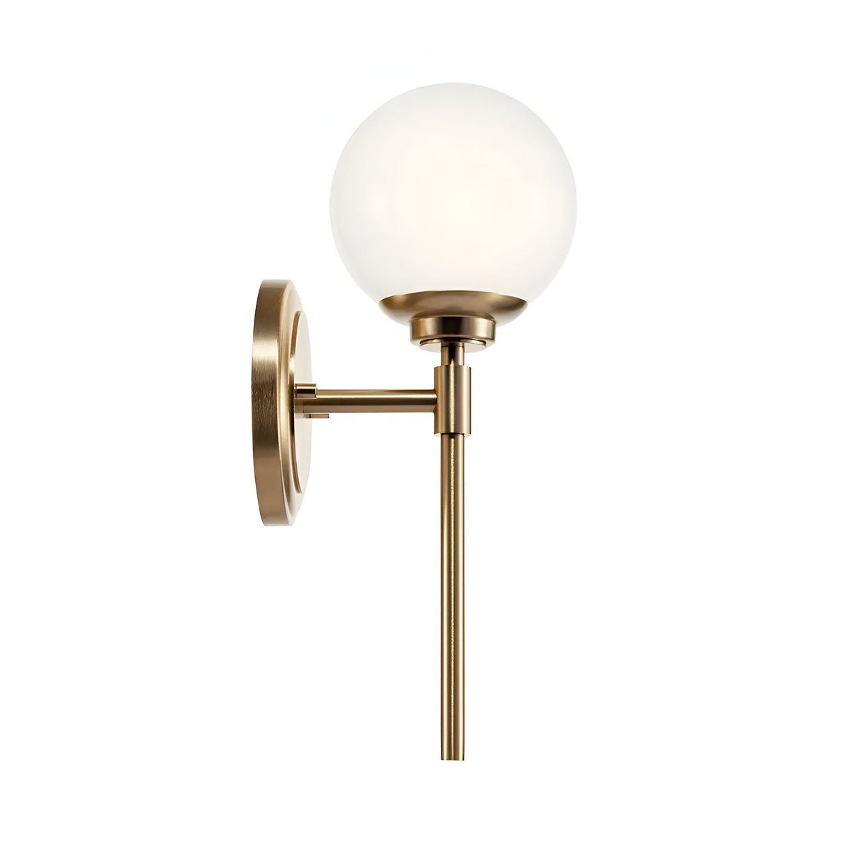 Benno 1 Light Bathroom Opal Glass Wall Light - Champagne