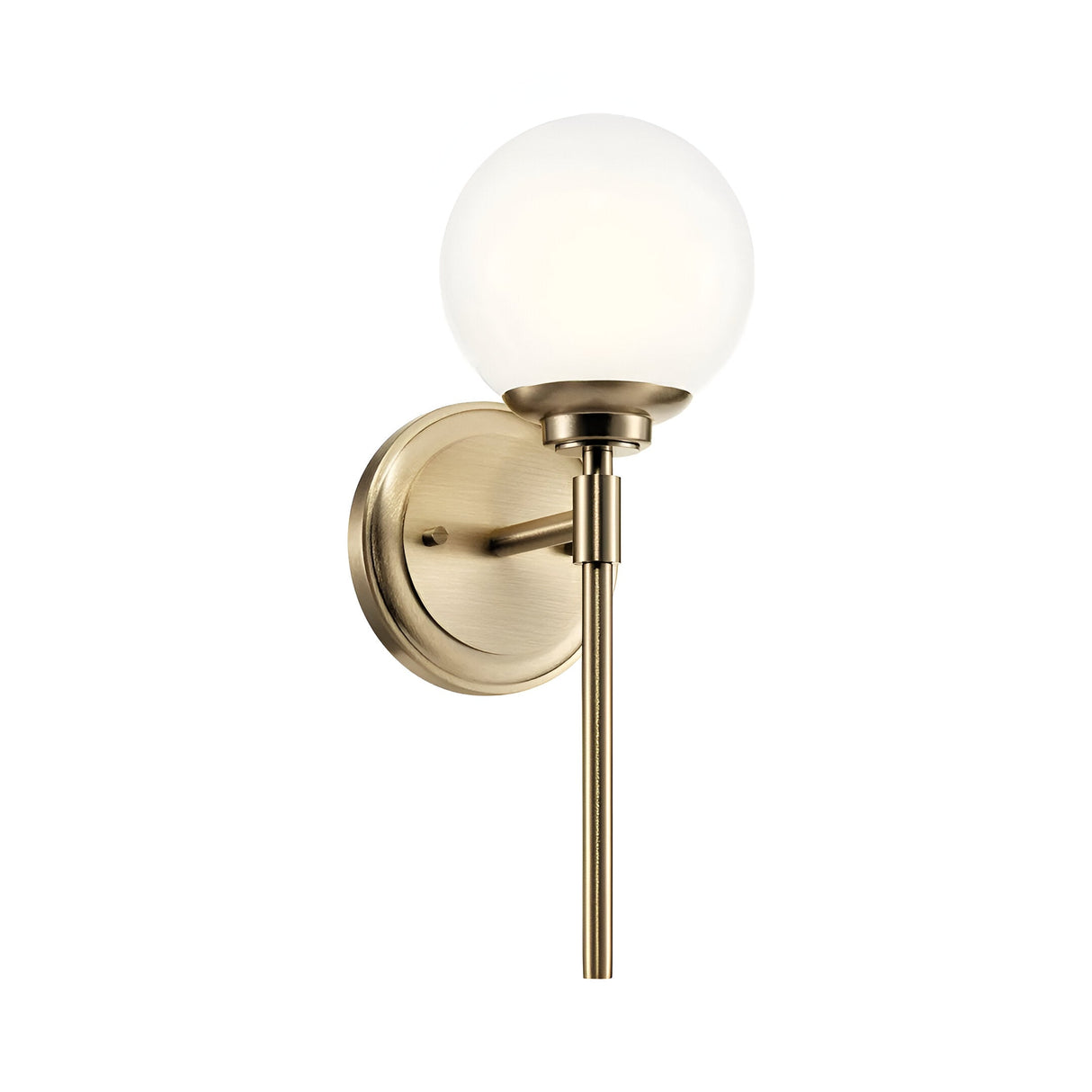 Benno 1 Light Bathroom Opal Glass Wall Light - Champagne