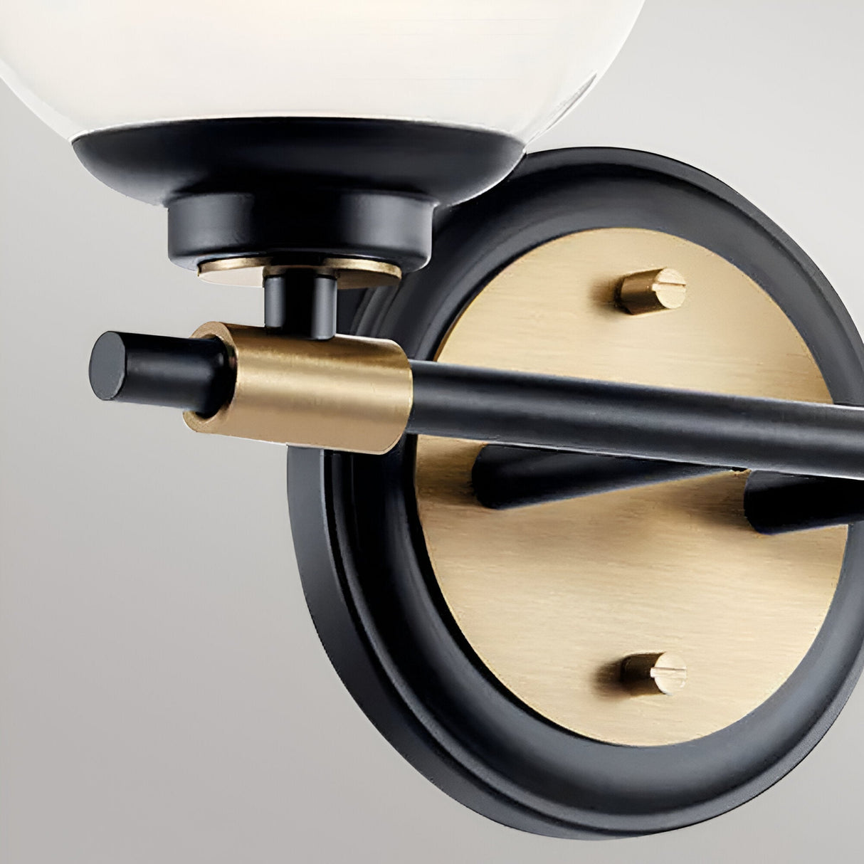 Benno 2 Light Bathroom Opal Glass Wall Light - Black/Champagne