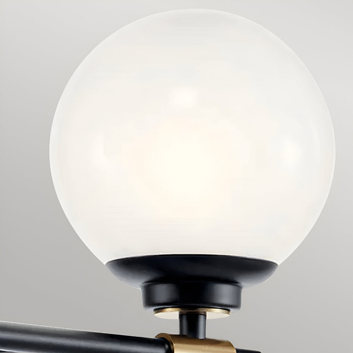 Benno 2 Light Bathroom Opal Glass Wall Light - Black/Champagne