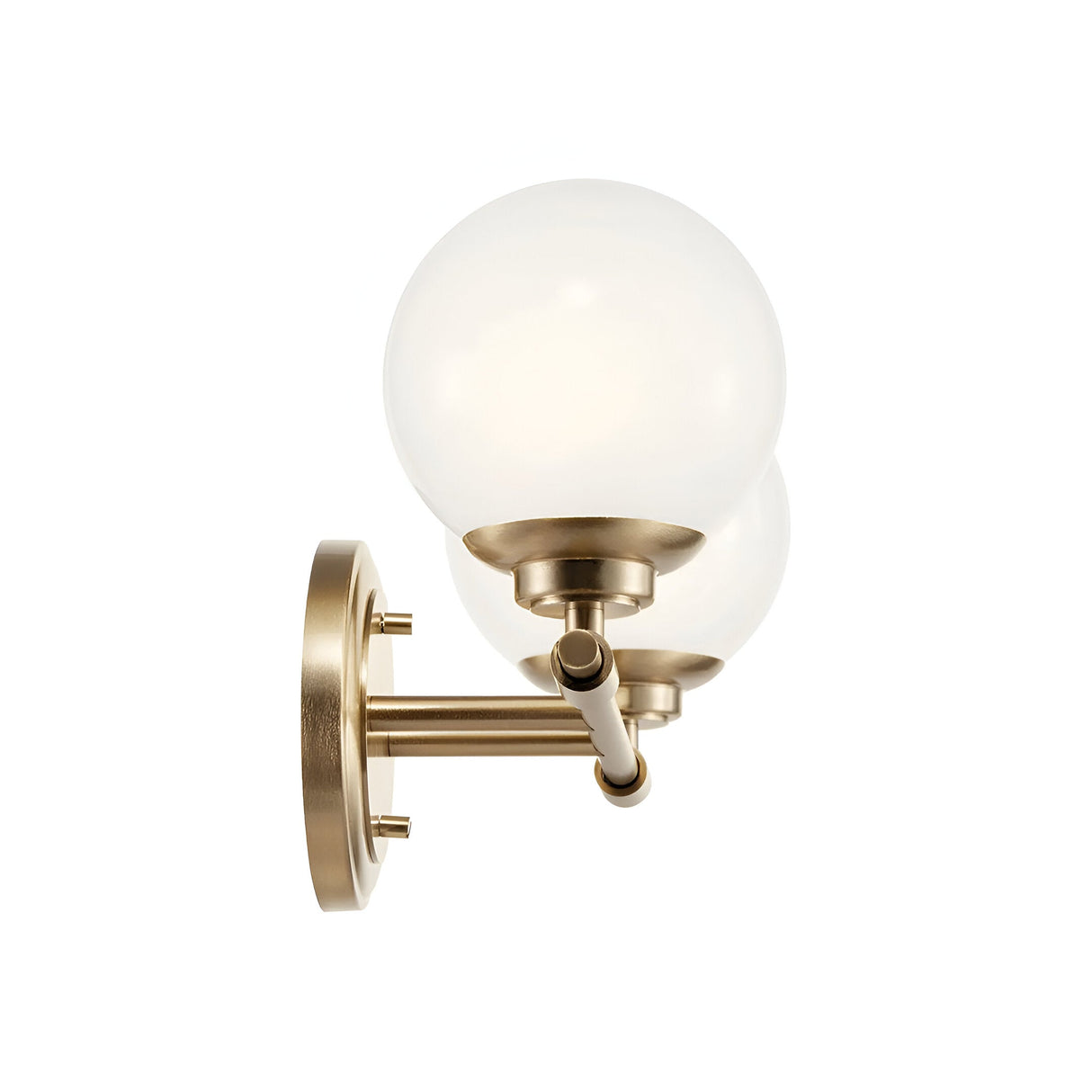 Benno 2 Light Bathroom Opal Glass Wall Light - Champagne