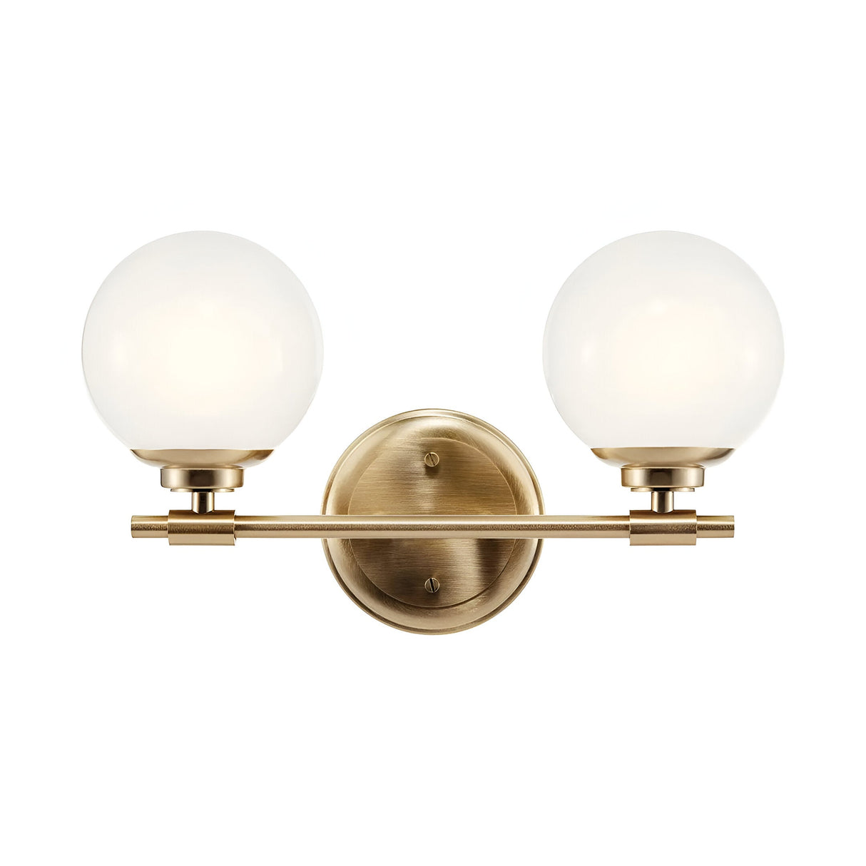 Benno 2 Light Bathroom Opal Glass Wall Light - Champagne