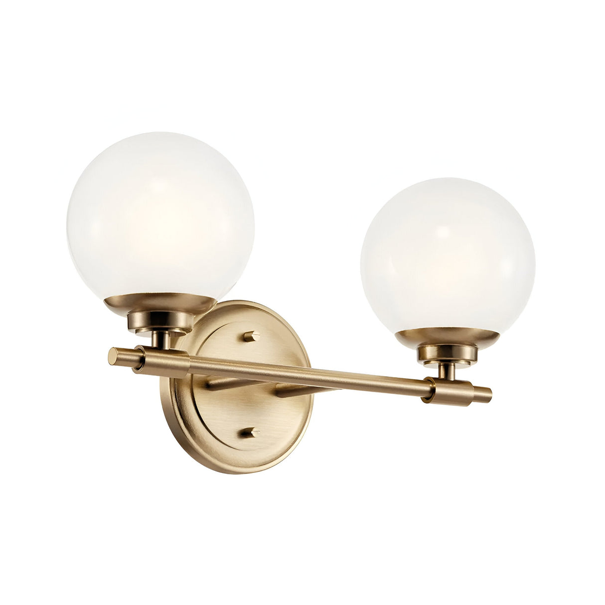 Benno 2 Light Bathroom Opal Glass Wall Light - Champagne