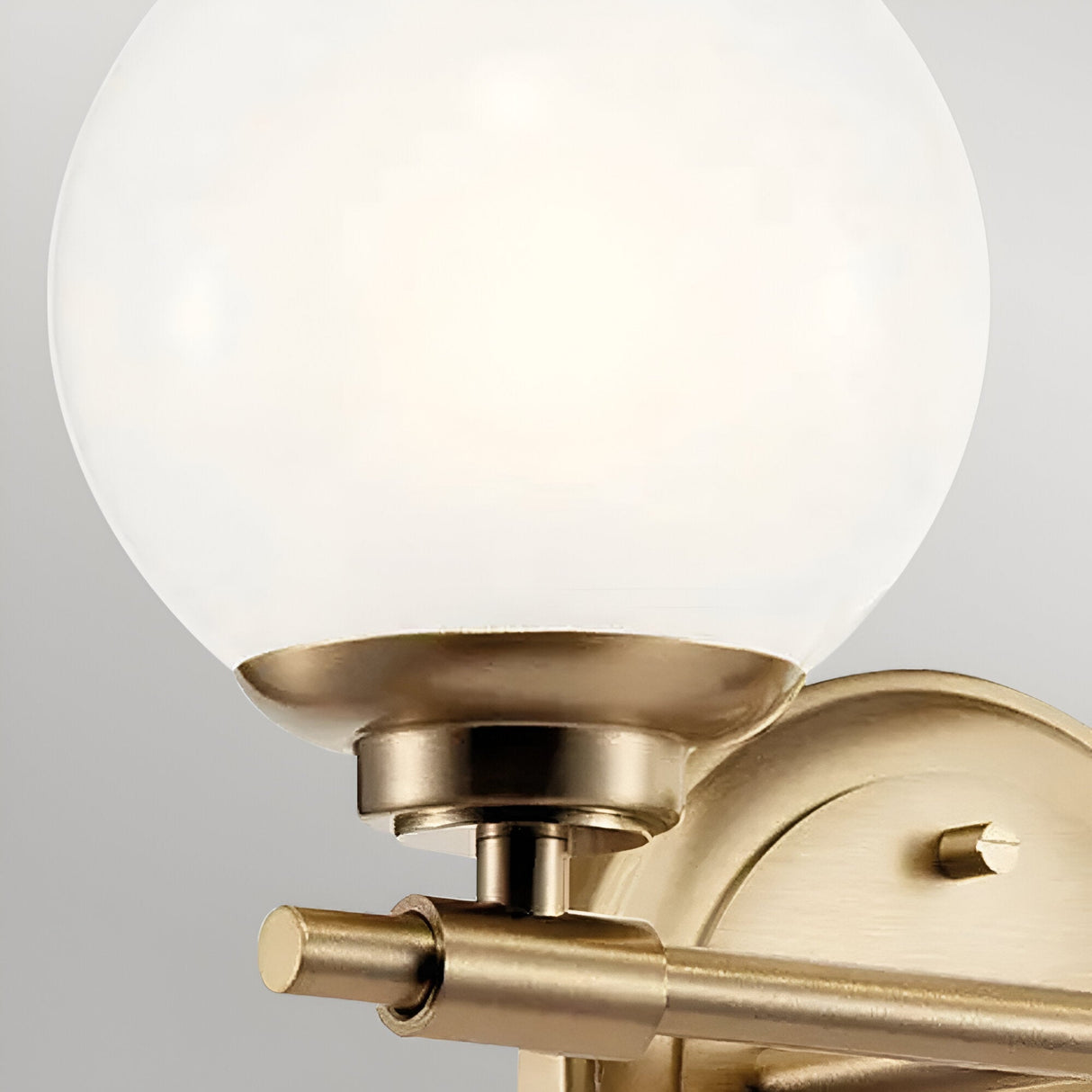 Benno 2 Light Bathroom Opal Glass Wall Light - Champagne