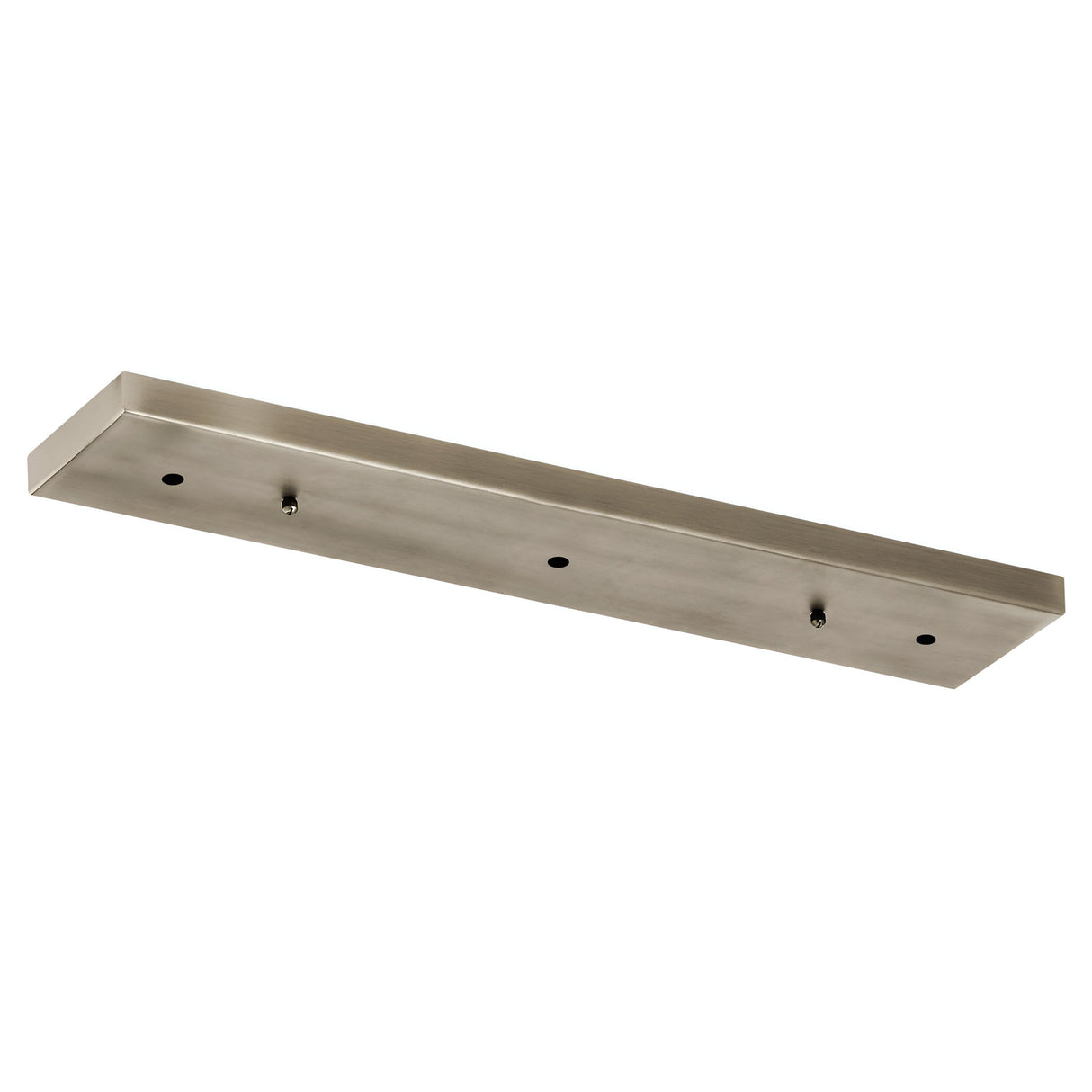 The Ceiling Pan Rectangular Ceiling Plate in silver is an elongated, rectangular panel with a sleek and minimalist design. It features four evenly spaced mounting holes, making it ideal for modern lighting installations such as mini-pendant lights.