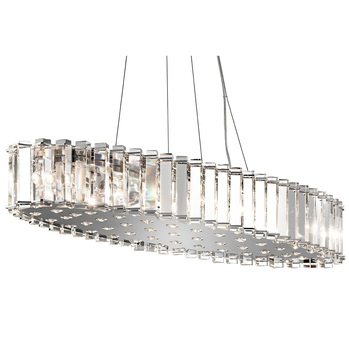 Introducing the Crystal Skye 12 Light Island Chandelier in Chrome, which boasts a sleek chrome finish and clear crystal accents. Suspended by thin wires, it emits a bright and elegant light that transforms any space into a sophisticated oasis.