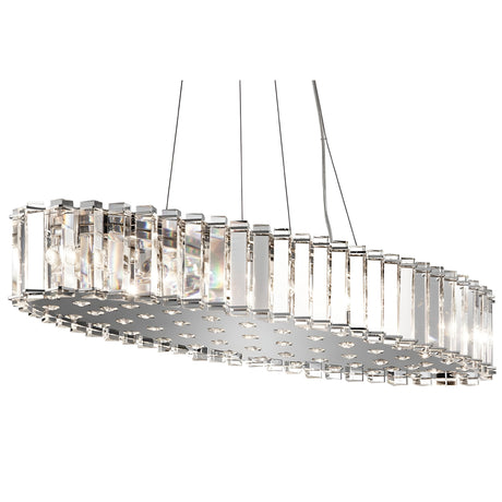 Introducing the Crystal Skye 12 Light Island Chandelier in Chrome, which boasts a sleek chrome finish and clear crystal accents. Suspended by thin wires, it emits a bright and elegant light that transforms any space into a sophisticated oasis.