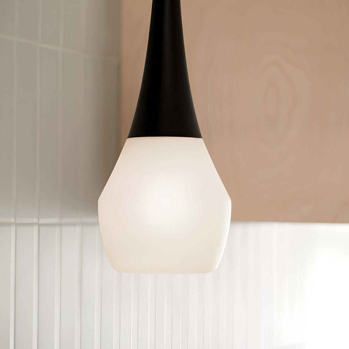 Deela 1 Light Opal Glass Pendant - Black