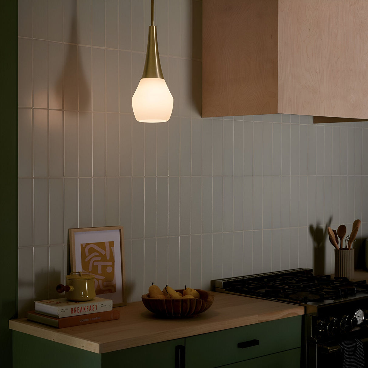 Deela 1 Light Opal Glass Pendant - Champagne