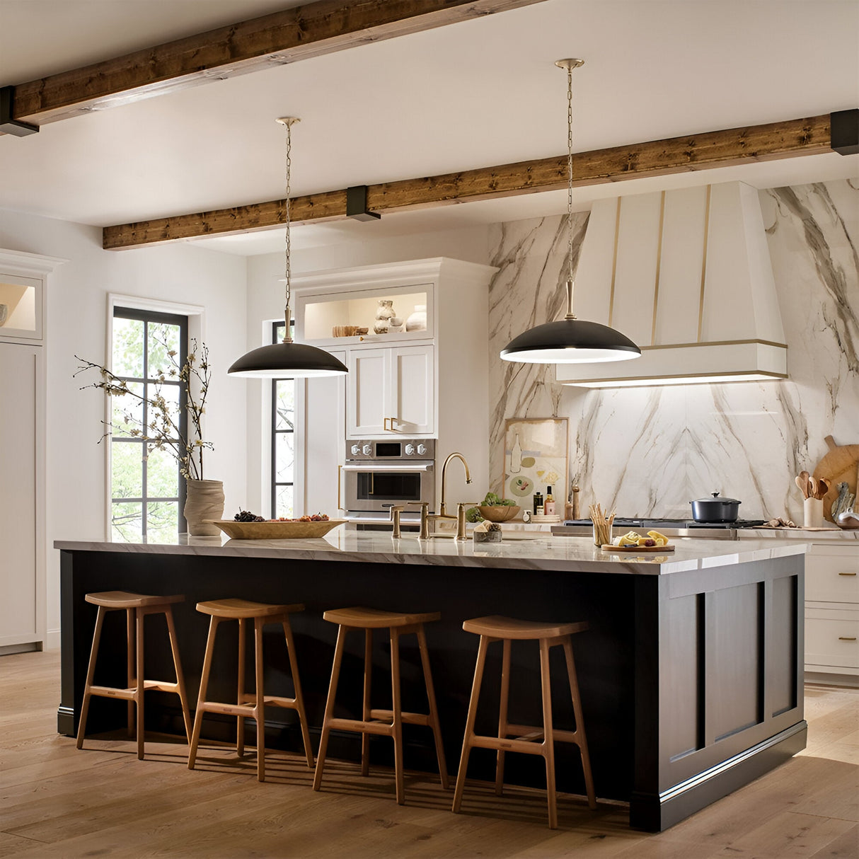 Delarosa 1 Light Pendant - Black/Champagne