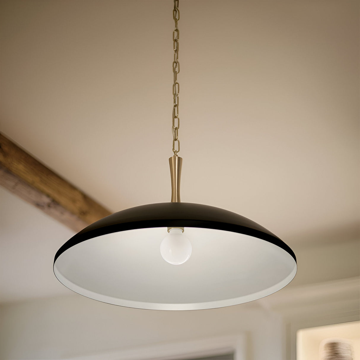 Delarosa 1 Light Pendant - Black/Champagne