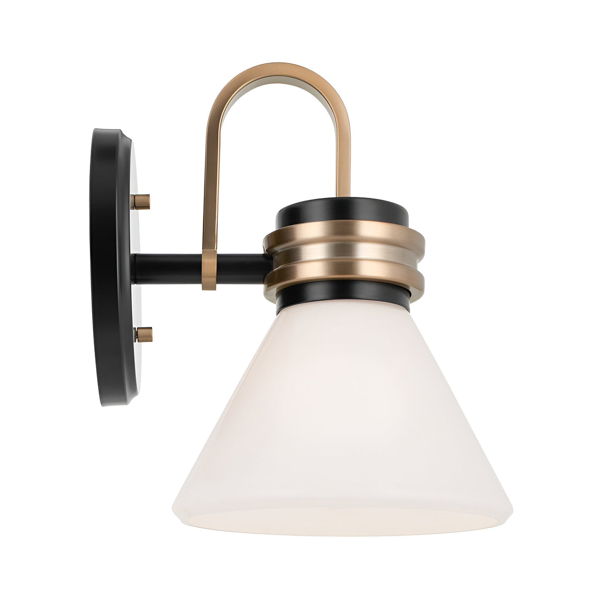 Farum 1 Light Bathroom Opal Glass Wall Light - Black/Champagne