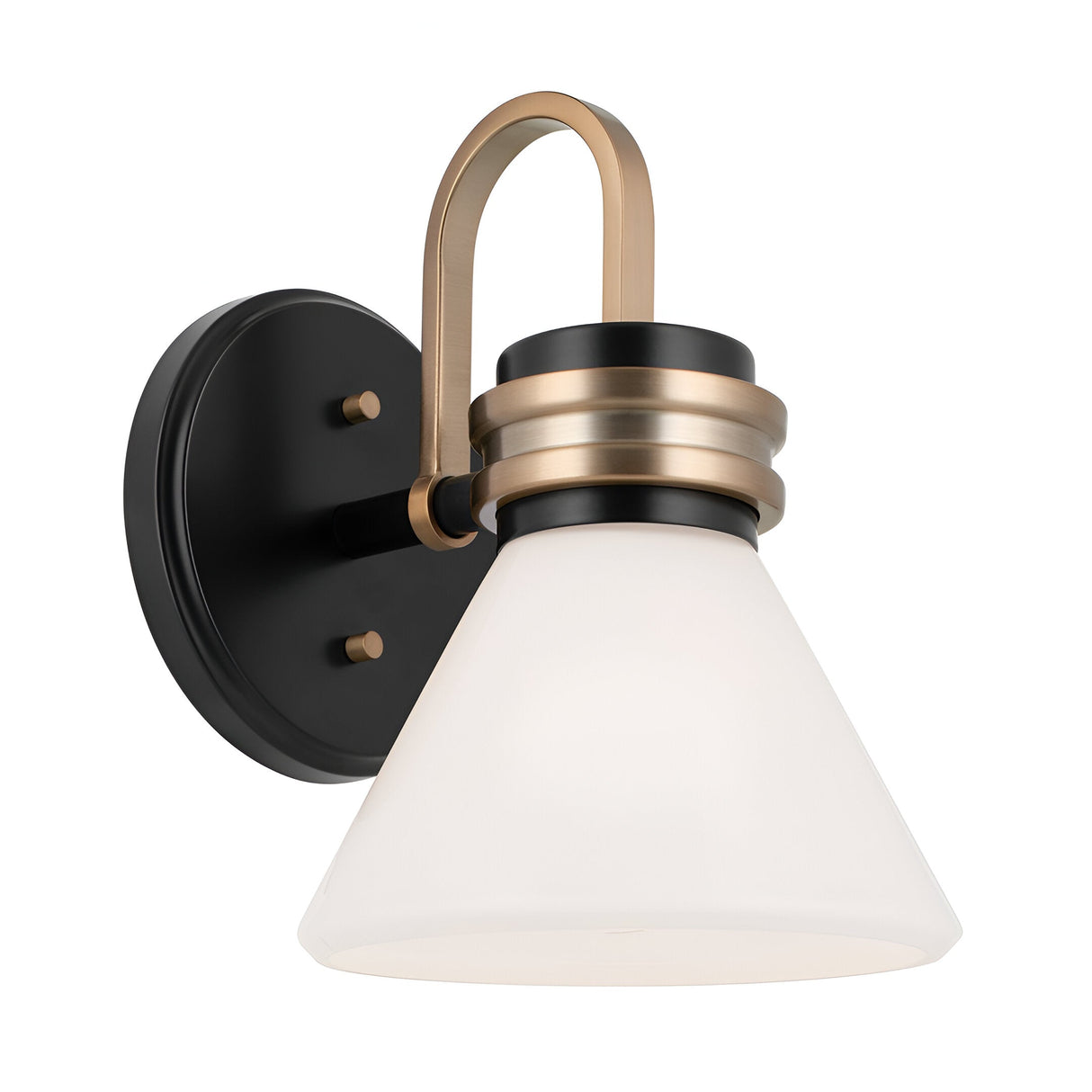 Farum 1 Light Bathroom Opal Glass Wall Light - Black/Champagne