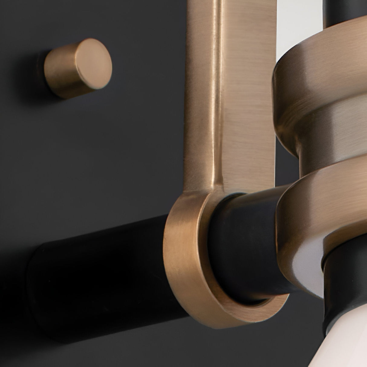 Farum 1 Light Bathroom Opal Glass Wall Light - Black/Champagne