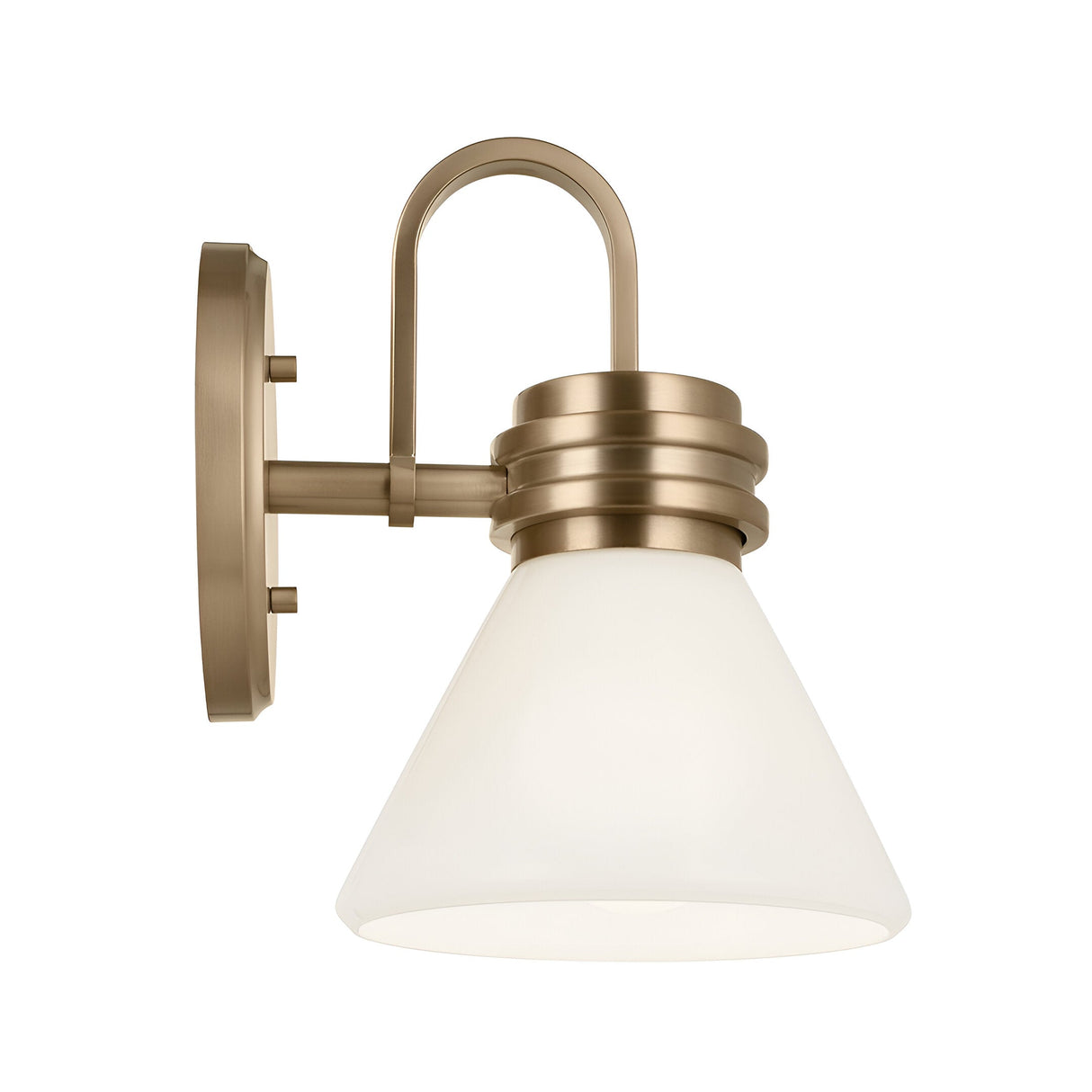 Farum 1 Light Bathroom Opal Glass Wall Light - Champagne