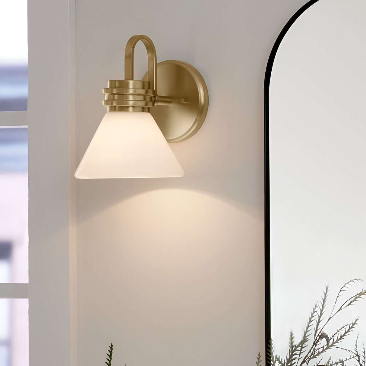 Farum 1 Light Bathroom Opal Glass Wall Light - Champagne