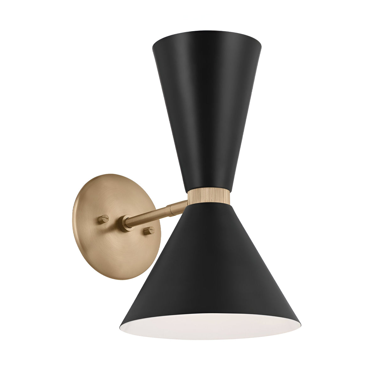 Phix 2 Light Wall Light - Black/Brass