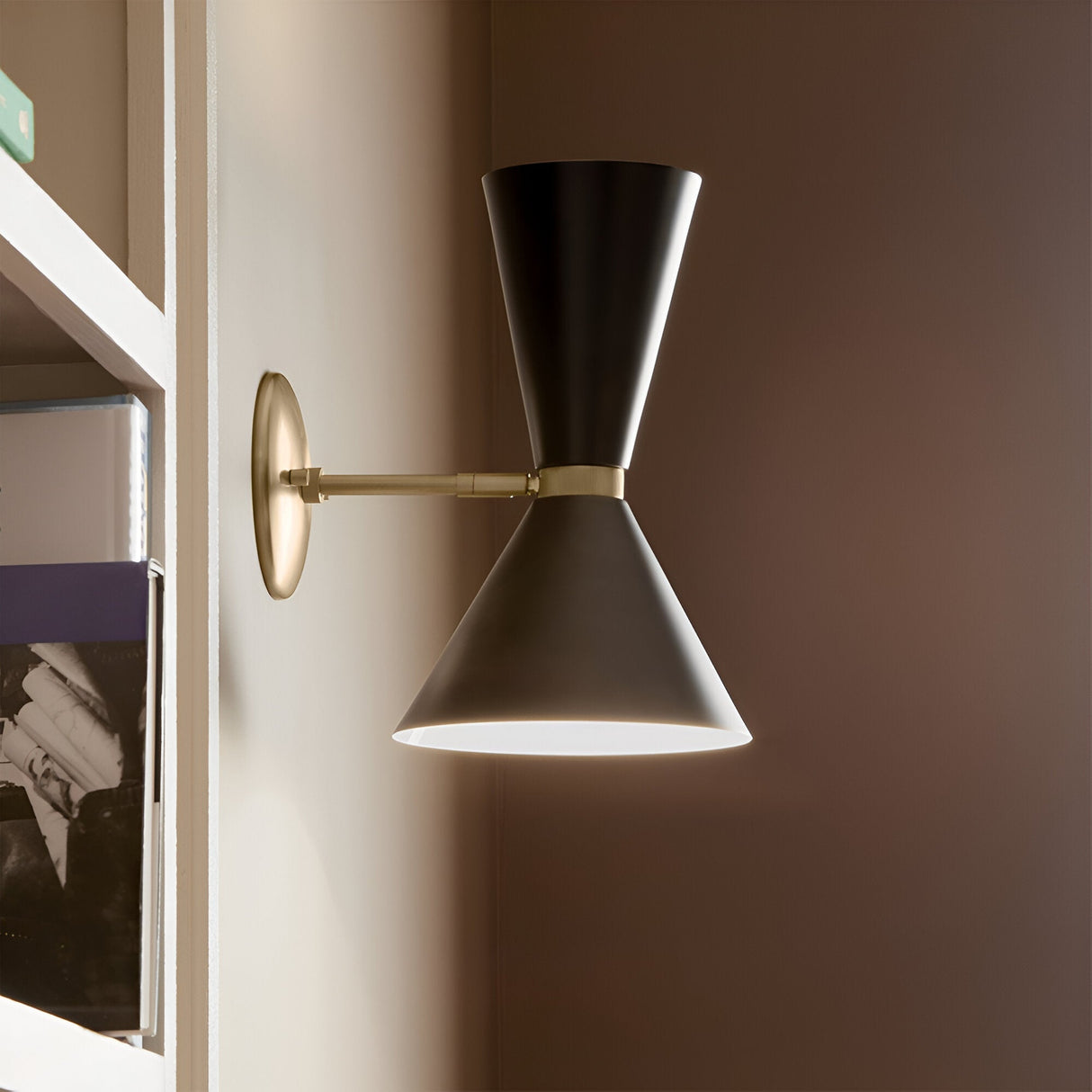 Phix 2 Light Wall Light - Black/Brass