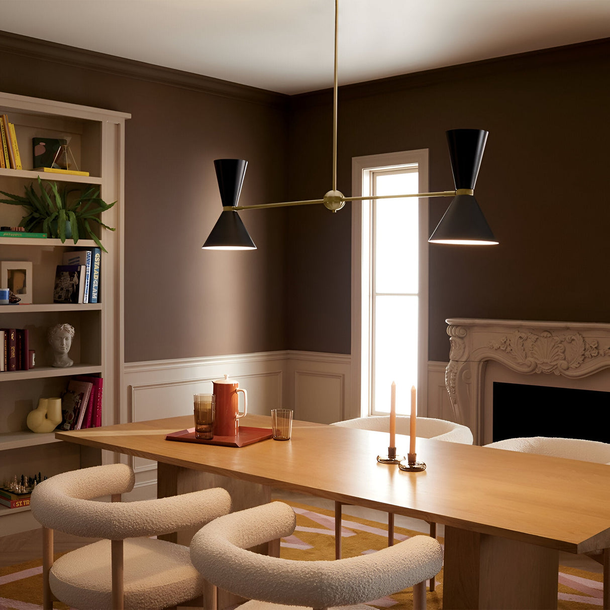 Phix 4 Light Linear Suspension - Black/Brass