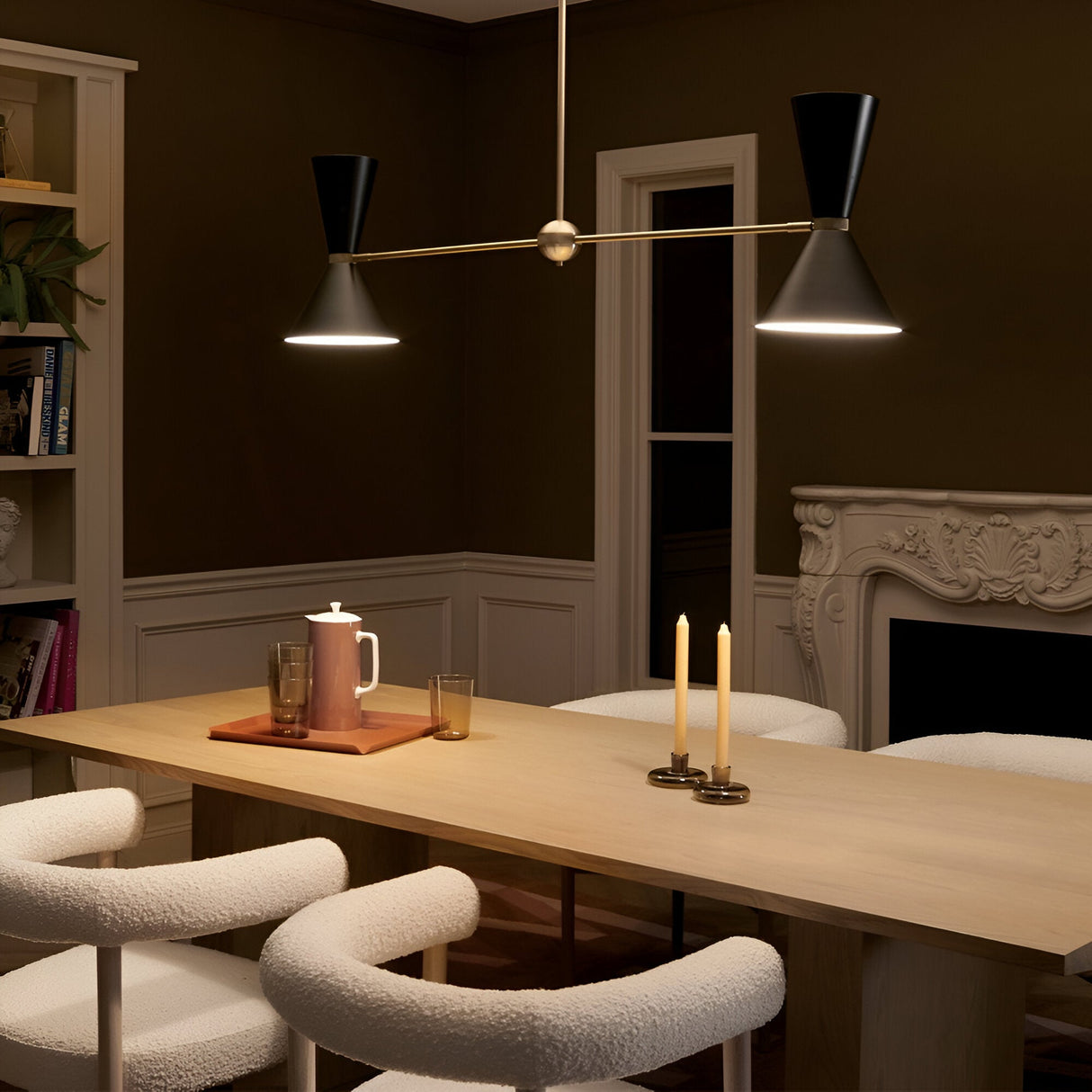 Phix 4 Light Linear Suspension - Black/Brass