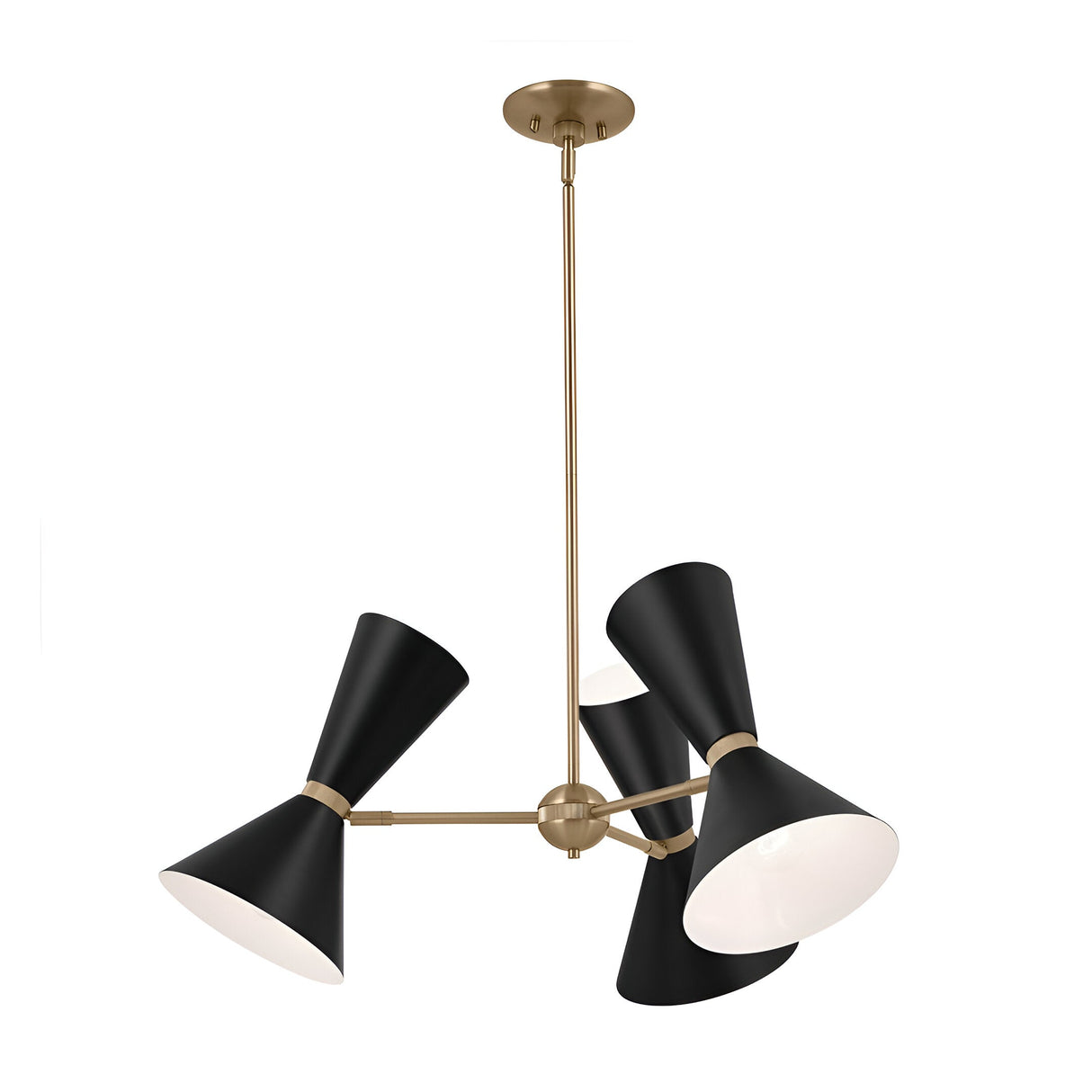 Phix 6 Light Chandelier - Black/Brass