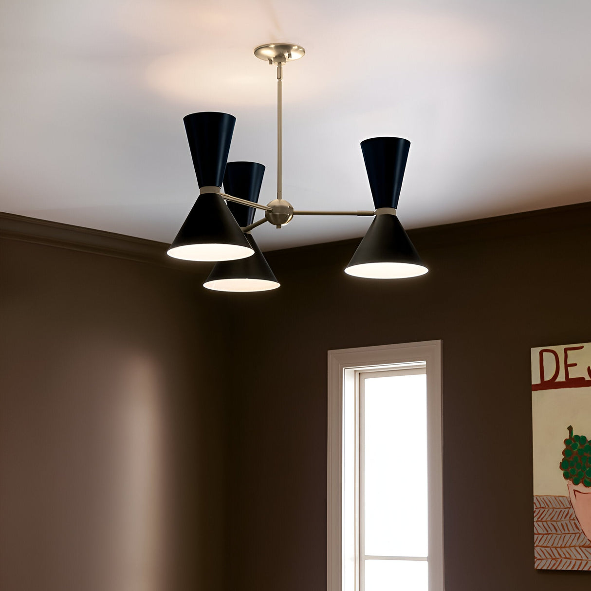 Phix 6 Light Chandelier - Black/Brass