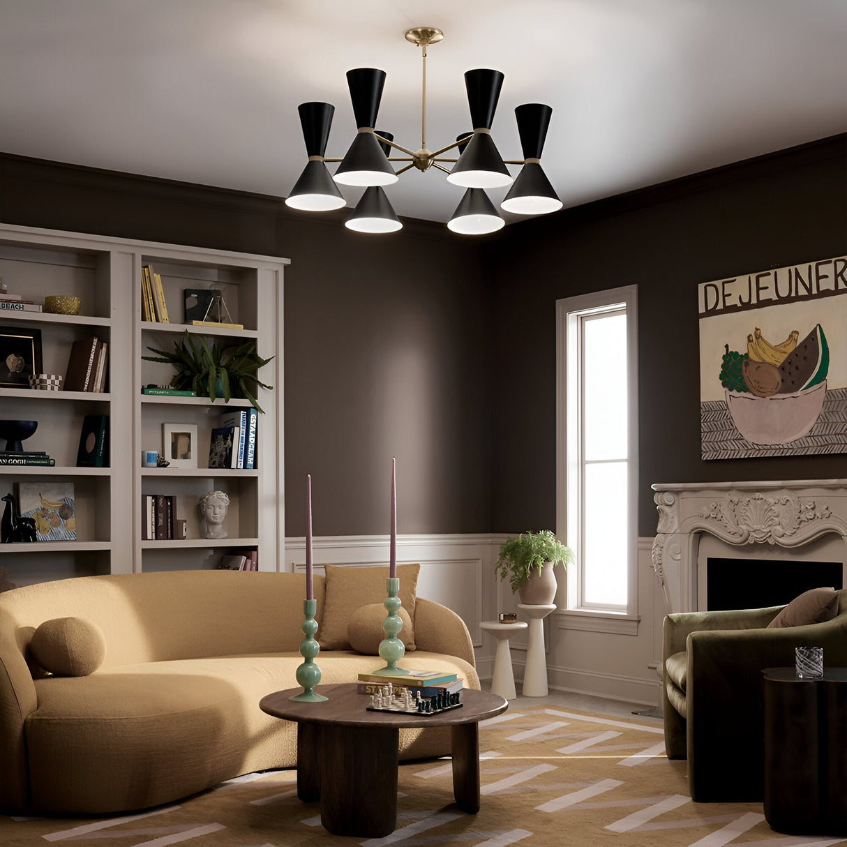 Phix 12 Light Chandelier - Black/Brass