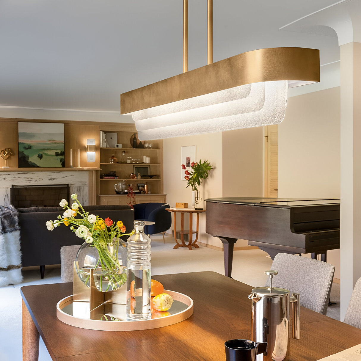 Serene LED Glass Linear Suspension 40W 3000K - Brass