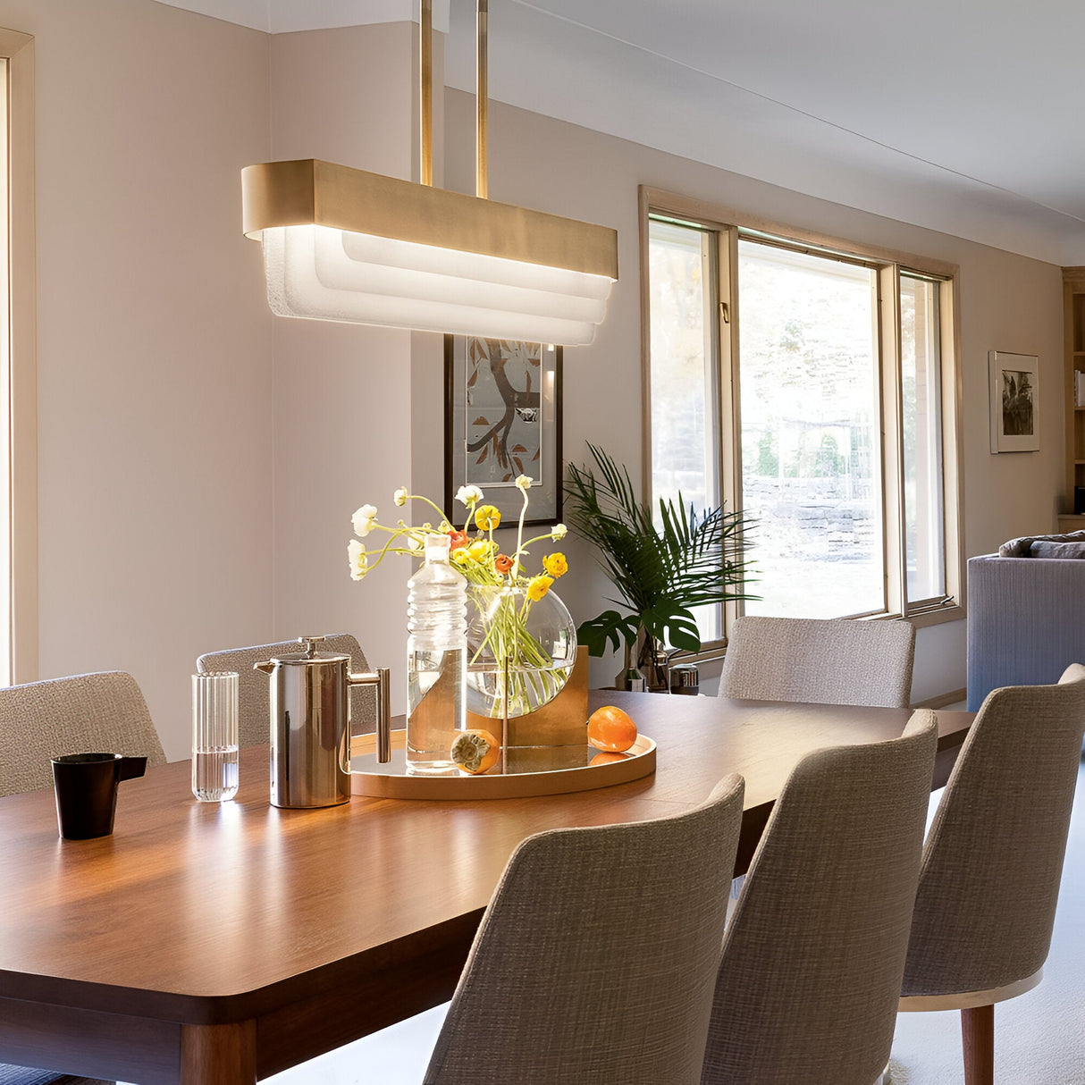 Serene LED Glass Linear Suspension 40W 3000K - Brass