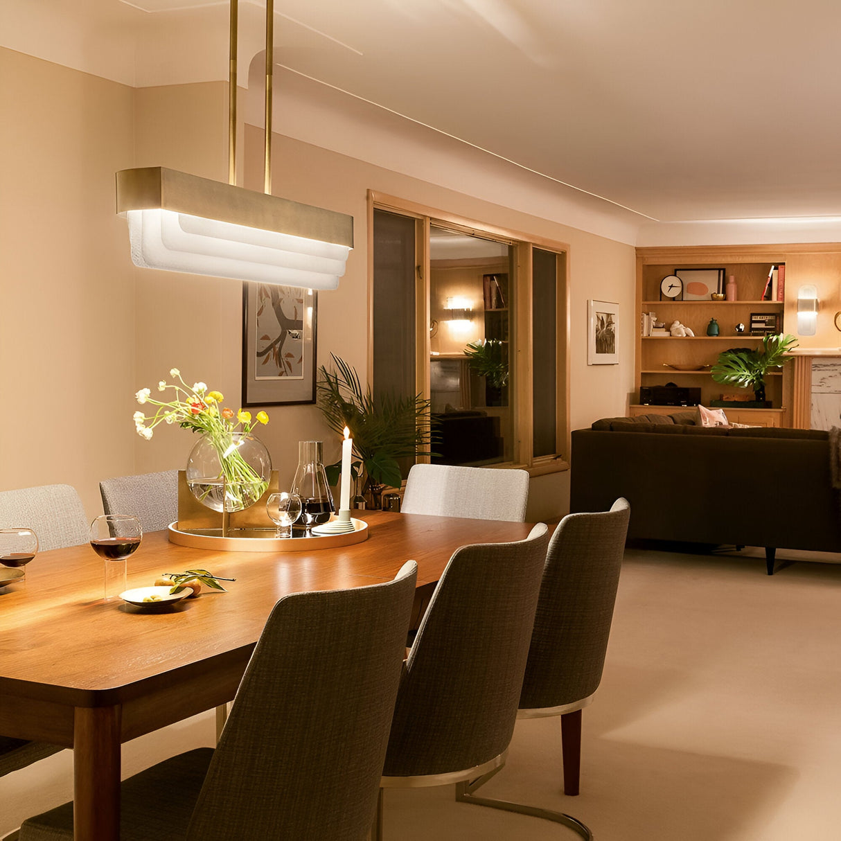 Serene LED Glass Linear Suspension 40W 3000K - Brass