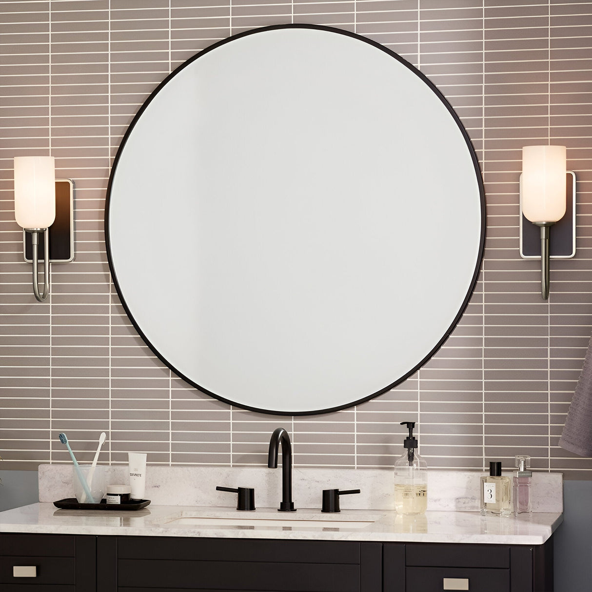 Solia 1 Light Bathroom Wall Light - Brushed Nickel With Black Accent