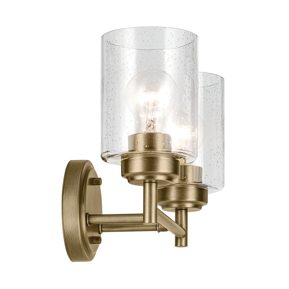 Winslow 2 Light Glass Wall Light - Brass