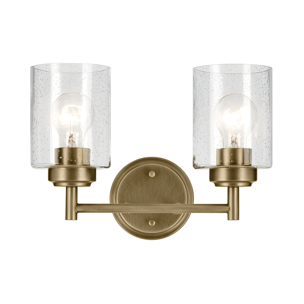 Winslow 2 Light Glass Wall Light - Brass