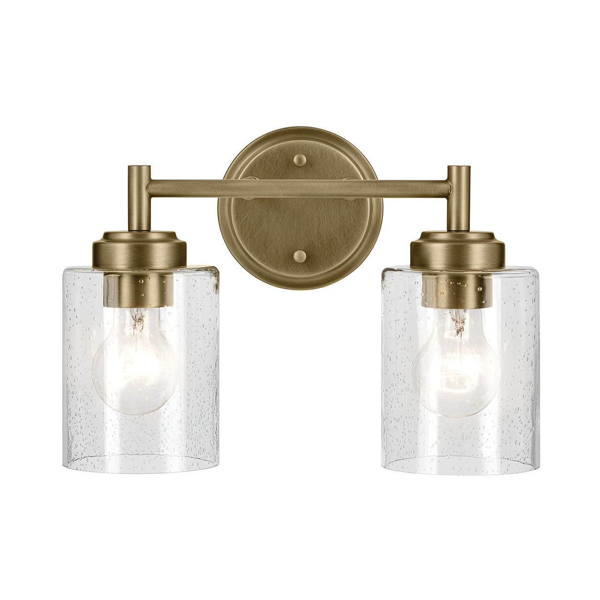 Winslow 2 Light Glass Wall Light - Brass