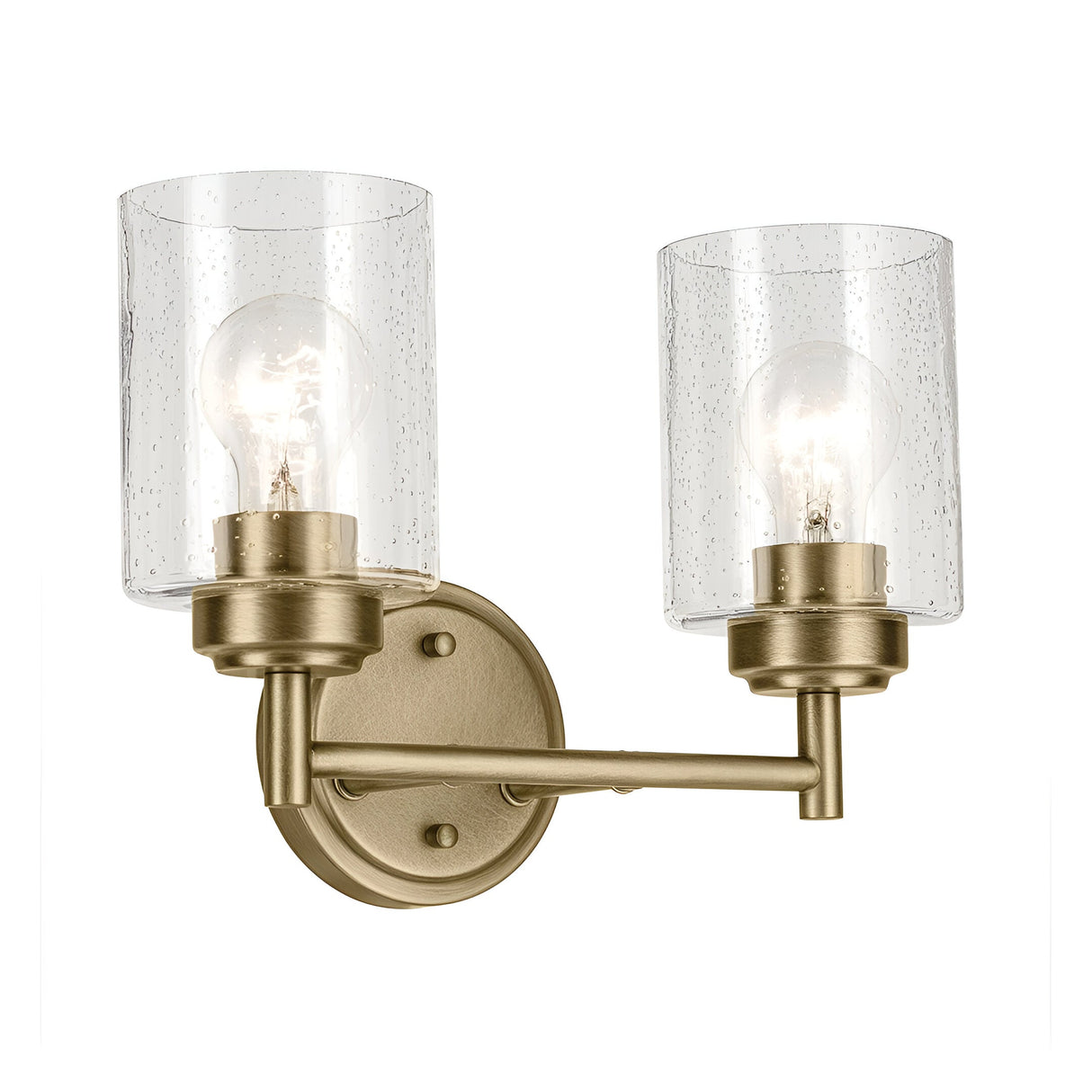 Winslow 2 Light Glass Wall Light - Brass