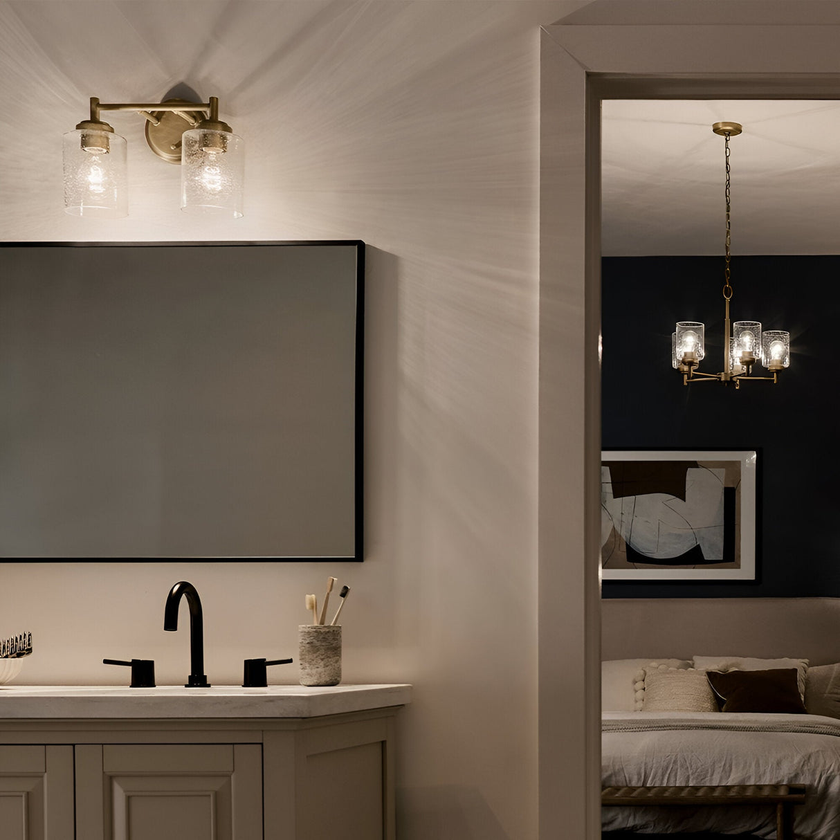 Winslow 2 Light Glass Wall Light - Brass