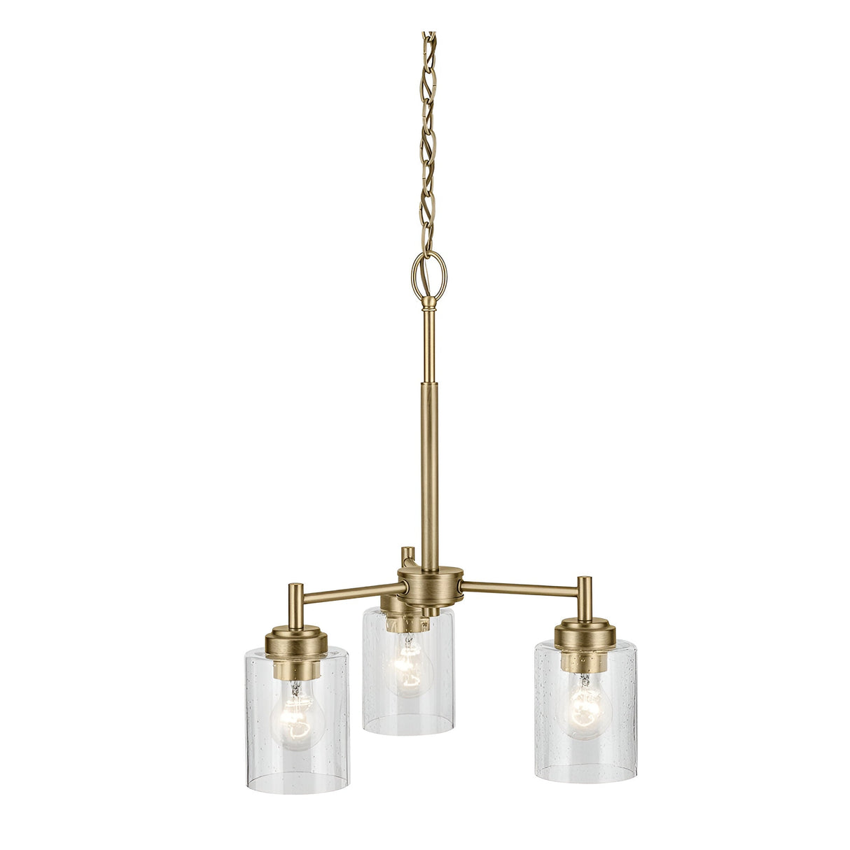 Winslow 3 Light Glass Chandelier - Brass