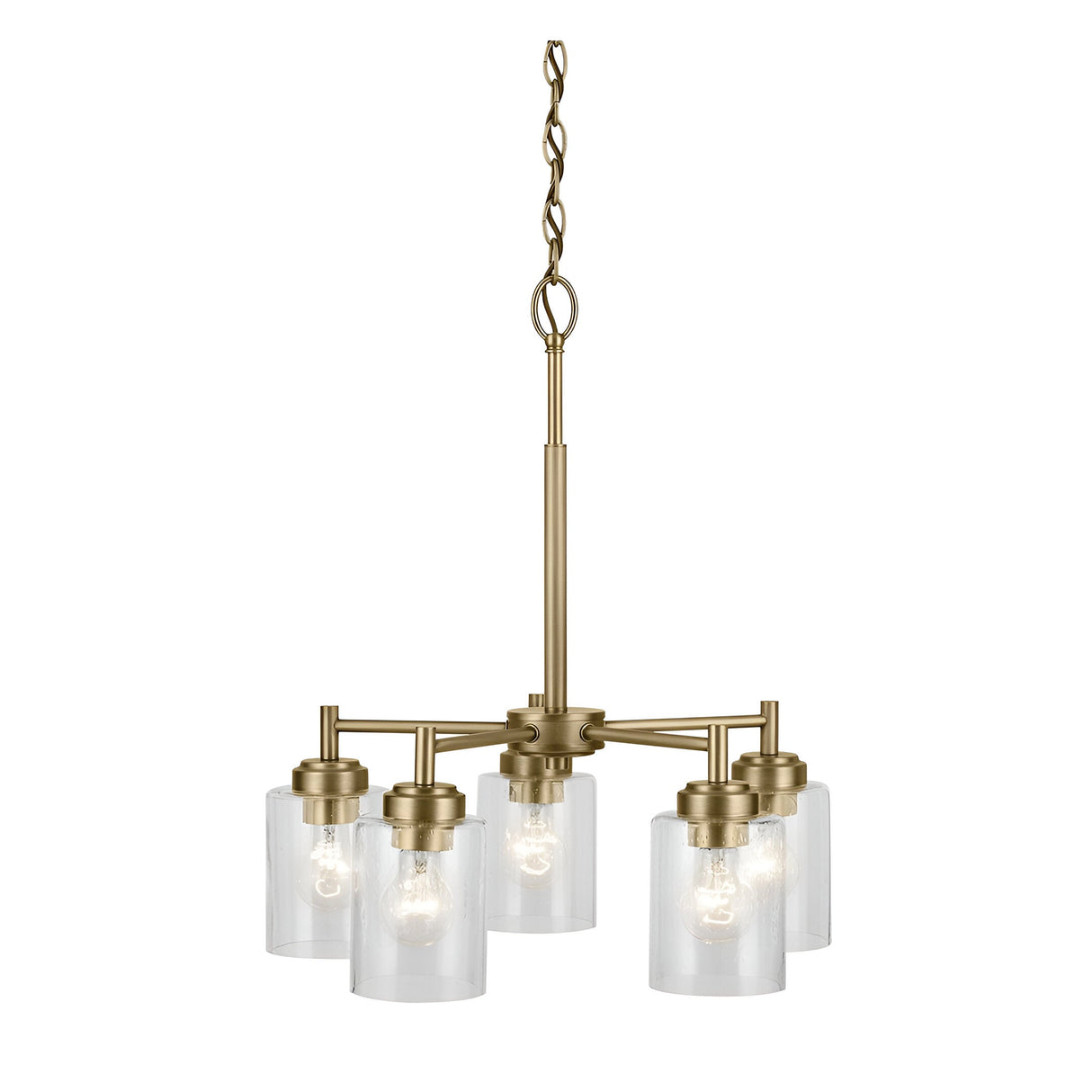 Winslow 5 Light Glass Chandelier - Brass